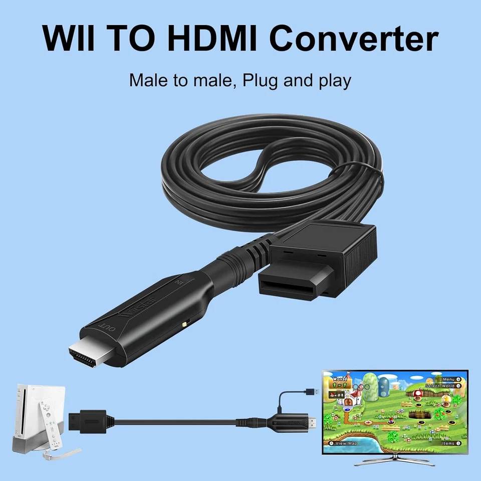 Wii auf zu HDMI Adapter Konverter Full-HD TV 1080P/720P Video Audio HDMI Kabel - Bild 3 von 4
