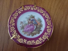 Vintage Original Porcelain Multicoloured Round Deco Plate By Limoges Castel