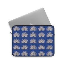 Faithful Rainbow Multi Laptop Sleeve in Dark Blue