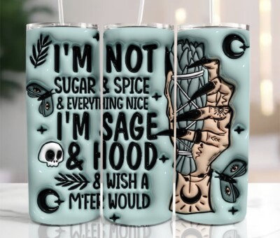 New 3D Witch Sugar And Spice Inflated 20oz Tumbler Inflated Puffy