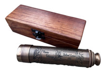 Antique Maritime Brass Dolland London 1920 Telescope with Wooden Cover.