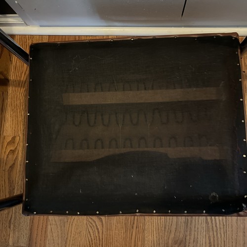 Vintage MCM Ottoman Footstool Brown Vinyl  - Picture 4 of 7