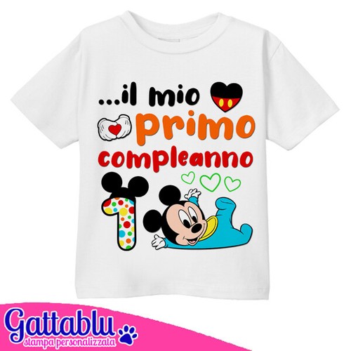 T-shirt bimbo bimba Il mio primo compleanno topolino baby per festa 1 anno!  | eBay