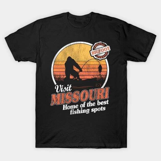 Funny Bigfoot Sasquatch Fishing Gift Vintage Retro Made in Australia T-Shirt