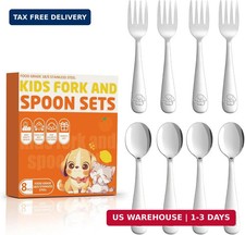 8-Piece Toddler Utensils Set, Food Grade Stainless Steel Kids Silverware Set Inc