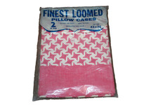 NEW 2 Vintage Finest Loomed Pillow Cases 100% Cotton Pink Stars USA Made 42x36"