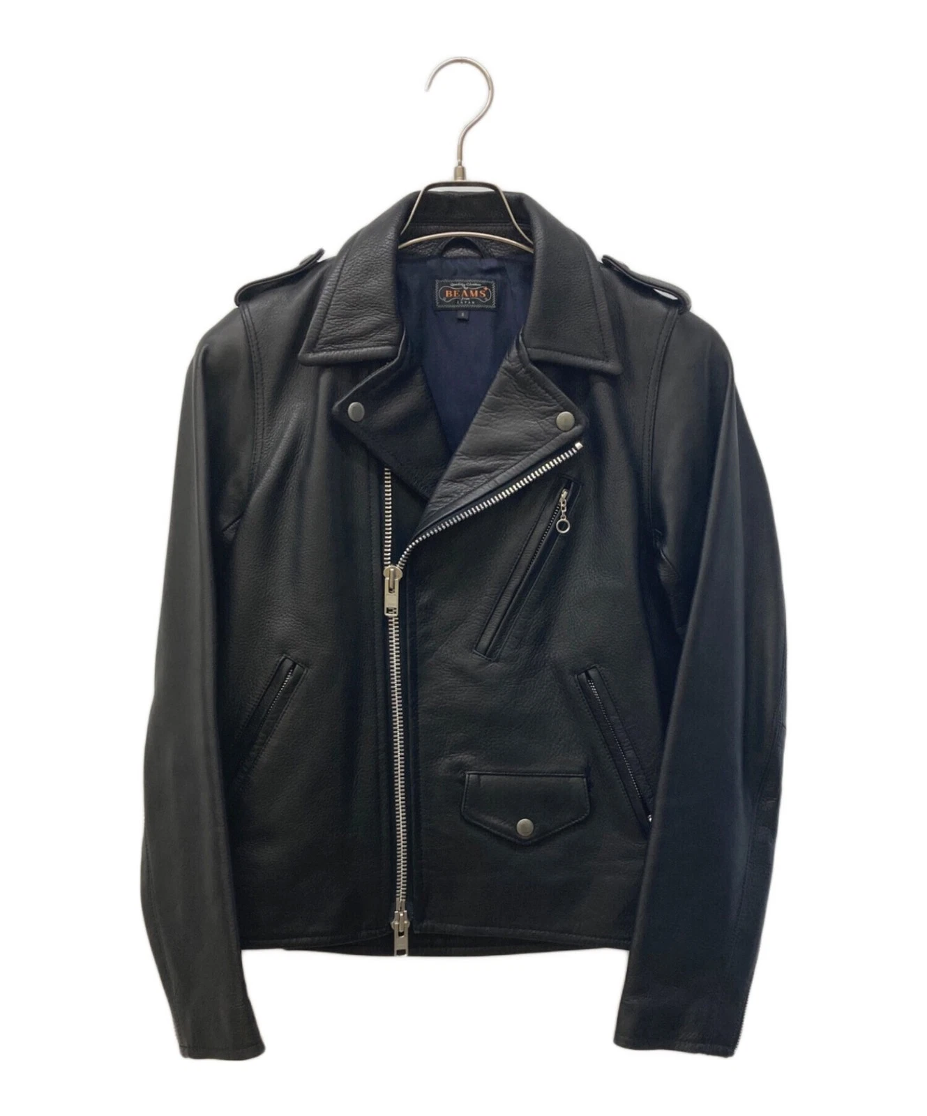 BEAMS PLUS Double Leather Riders Jacket Men's Size S Black - product detail image 1