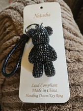 Natasha Bling Rhinestone Teddy Bear Bag Charm Keychain