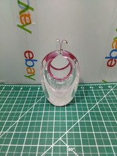 MCM Murano Sommerso  Clear  White Basket Style Art Glass VTG