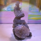 Gray Carved Crystal Figurine w/ Quartz Geode Sphere, approx 7 in — photo 2