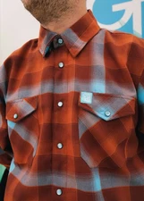 Dixxon Men's State Forty Eight Flannel Large Orange Turquoise