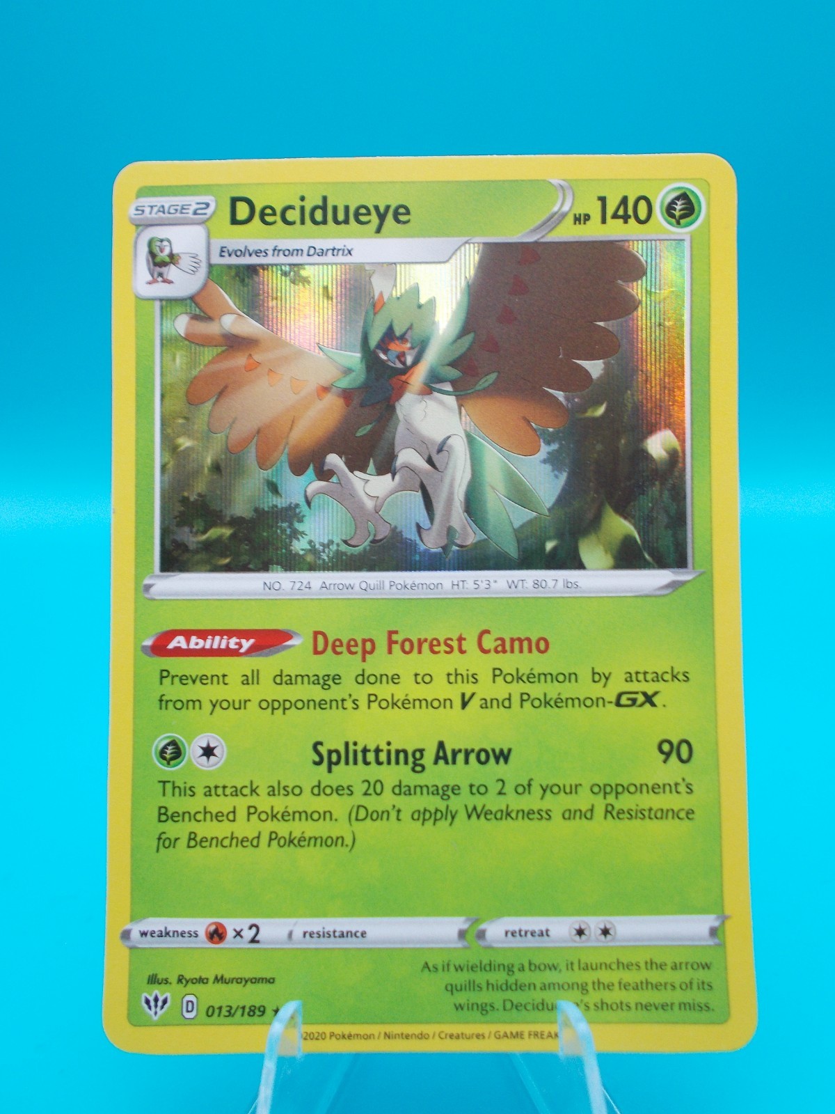 Decidueye 013/189 Swsh03: Darkness Ablaze Pokémon TCG Holo Near Mint/Mint