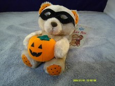 Vintage Russ Berrie Luv Pets Halloween PUMPKIN Masked 5  Teddy Bear
