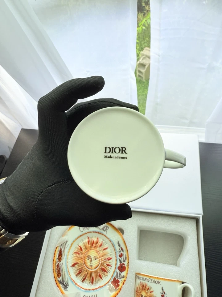 Juego de té de porcelana Christian Dior, juego de café tarot "Le Soleil", juego para 2 Foto 4 de 4