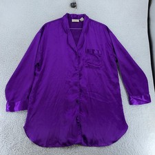 Vintage Victoria's Secret Gold Label Satin Pajama Top Womens Large Purple Shirt