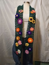New Flowers Neck Scarf Rectangle Shawl Wrap Handmade Crocheted Multicolor