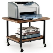 COSTWAY Printer Stand Under Desk Printer Table with 4 Wheels-Brown