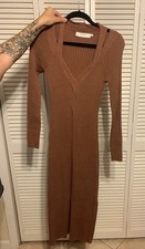Astr The Label Size L Body Con Dress-Brown Pre Owned Good Condition
