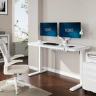 Glass Standing Desk with Drawer Electric Height Adjustable Sit Stand Home Office