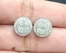 Deal! 1.60CTW NATURAL ROUND DIAMOND CLUSTER STUDS EARRING 14K GOLD 11MM