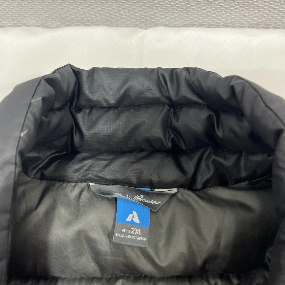 Eddie Bauer First Ascent Goose Down Vest Mens 2XL Black Puffer Full Zip - Read - Image 4 of 4