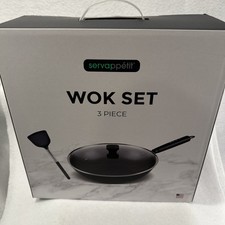 Wok Servappetit 13? Aluminum Wok Set With Cover And Wok Spatula Brand New In Box