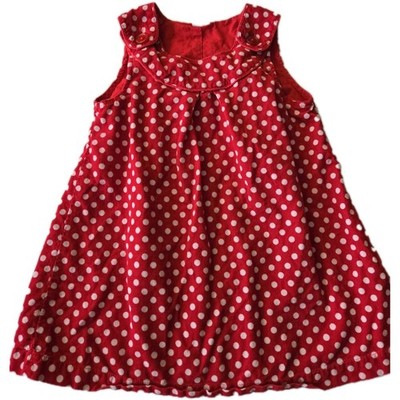 Toddler Girl Dress H&M  Size 1 1/2 To 2 Years  Red Polka-dot Corduroy Sleeveless