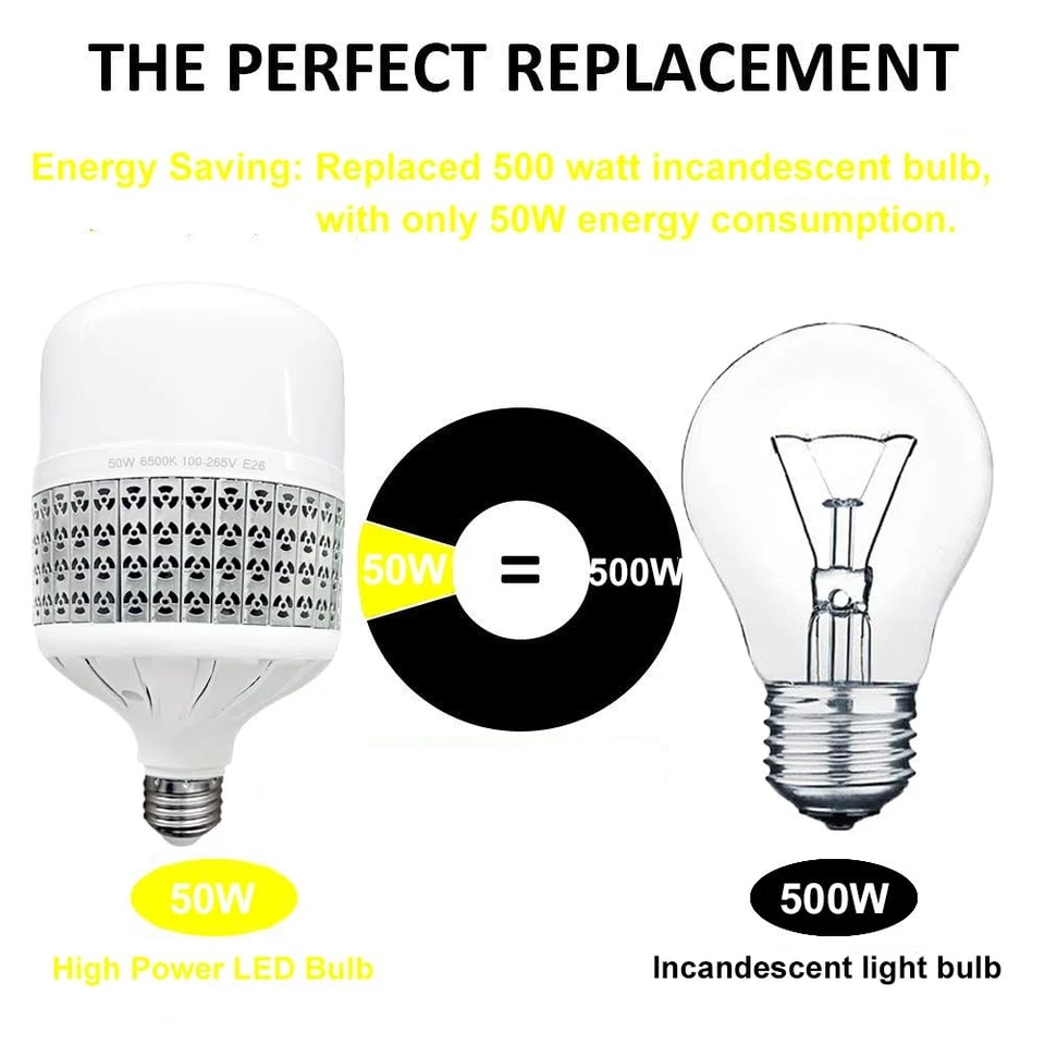 50W High Power Bulb, Daylight White 6500k Light Bulbs, 450W-500W Light Bulb E... - Image 4 of 4