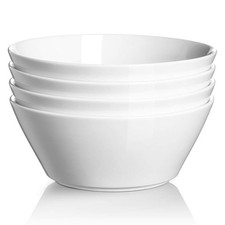 DOWAN 32 OZ Large Soup Bowls Set of 4 - White Ceramic Bowls for Kitchen, Deep Bo
