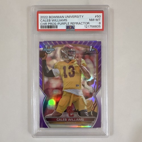 Topps 2022 Bowman University Chrome Caleb Williams RC Purple Refractor /399 #50