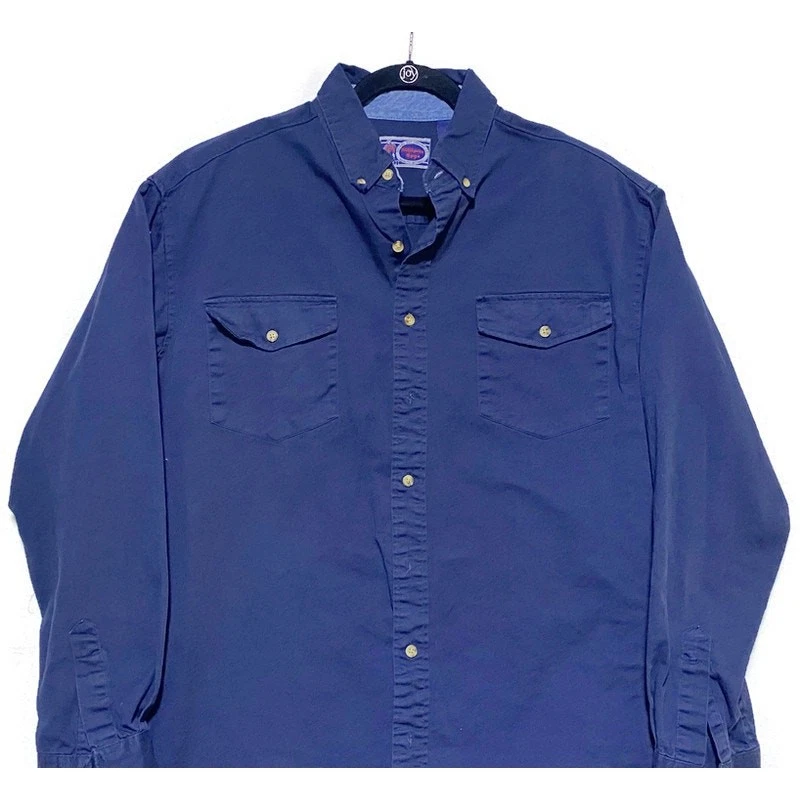 Williams Bay Button Up Shirt Men's Large Tall  Long Sleeve Solid Blue - Image 4 of 4