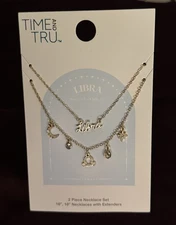 New Time and Tru Women's Gold-Tone Layered Libra Zodiac Charm Necklace.