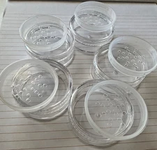 5 x  20ml Clear Plastic Powder Jars w/ Sifters and Clear Smooth Plastic Lids