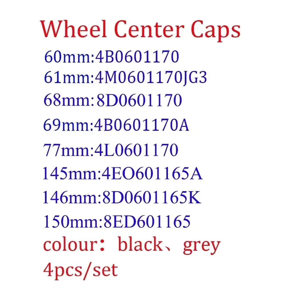 For Audi 60/61/68/69/77MM Car Wheel Center Hup Cap Cover A4 A6L A7 A8 A3 A5 A6 S - image 3 of 4