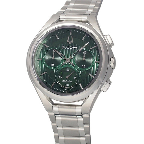 Bulova Curve Chronograph Men Green Dial Stainless Steel Quartz