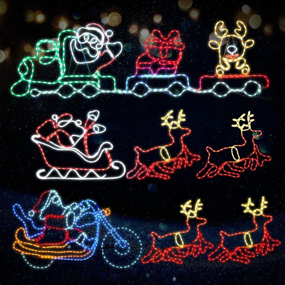 Tinseltown Christmas Light LED Motif Rope Lights Santa Motorbike Outdoor