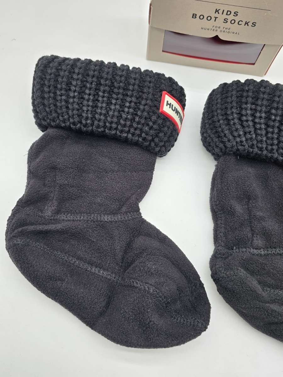 NIB Hunter Boot Sock Black Tall Cable Knit Fleece Kids Small - Main Image
