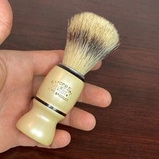 Vtg Shaving Barber Brush Pure Bristle Strong Set Reg USA Sterilized Black Cream