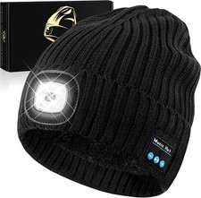 Bluetooth Beanie Hat with Light for Men, LED Beanie with Light Rechargeable