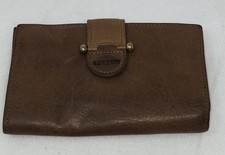 VINTAGE FOSSIL GENUINE LEATHER SOFT BROWN TRI-FOLD WALLET SNAP CLOSURE