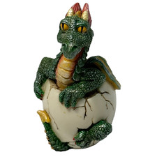 Vintage WU Green Dragon Hatching From Egg Figurine Fantasy Mythical Dated 1997