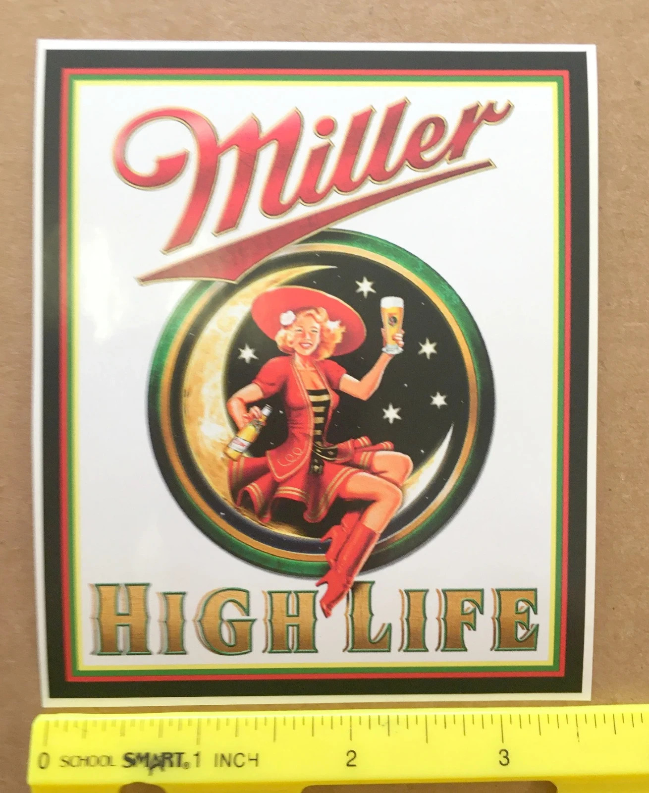 4.25" Miller High Life Girl in the Moon vinyl sticker. Champagne of beers decal.