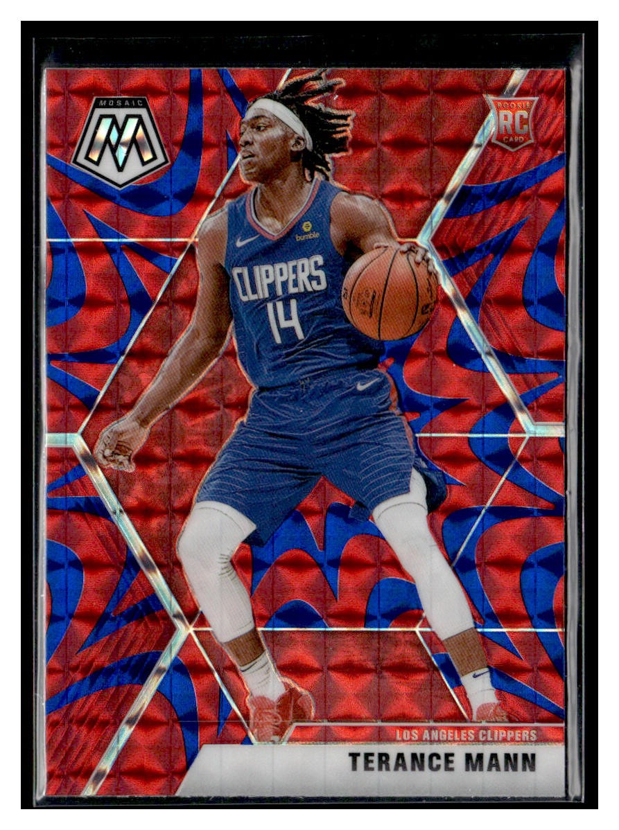 2019-20 Panini Mosaic #246 Terance Mann Reactive Blue RC Los Angeles Clippers