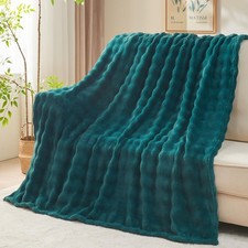 NEWCOSPLAY Throw Blanket for Couch Dark Teal Super Soft Flannel Fleece 3D Bub...