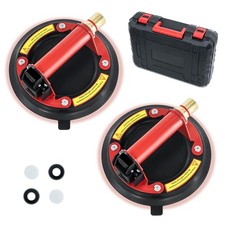 2 Pack 8" Glass Suction Cups with Metal Handle, Brass Pump, 480 lbs Load