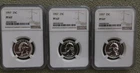 1957  Proof Washington Quarter Set NGC PF67  ( 3 COINS )