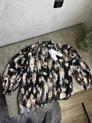 Iro Paris Womens Size 40 M 100% Silk Floral Abstract Senk Blouse Shirt Top NWT