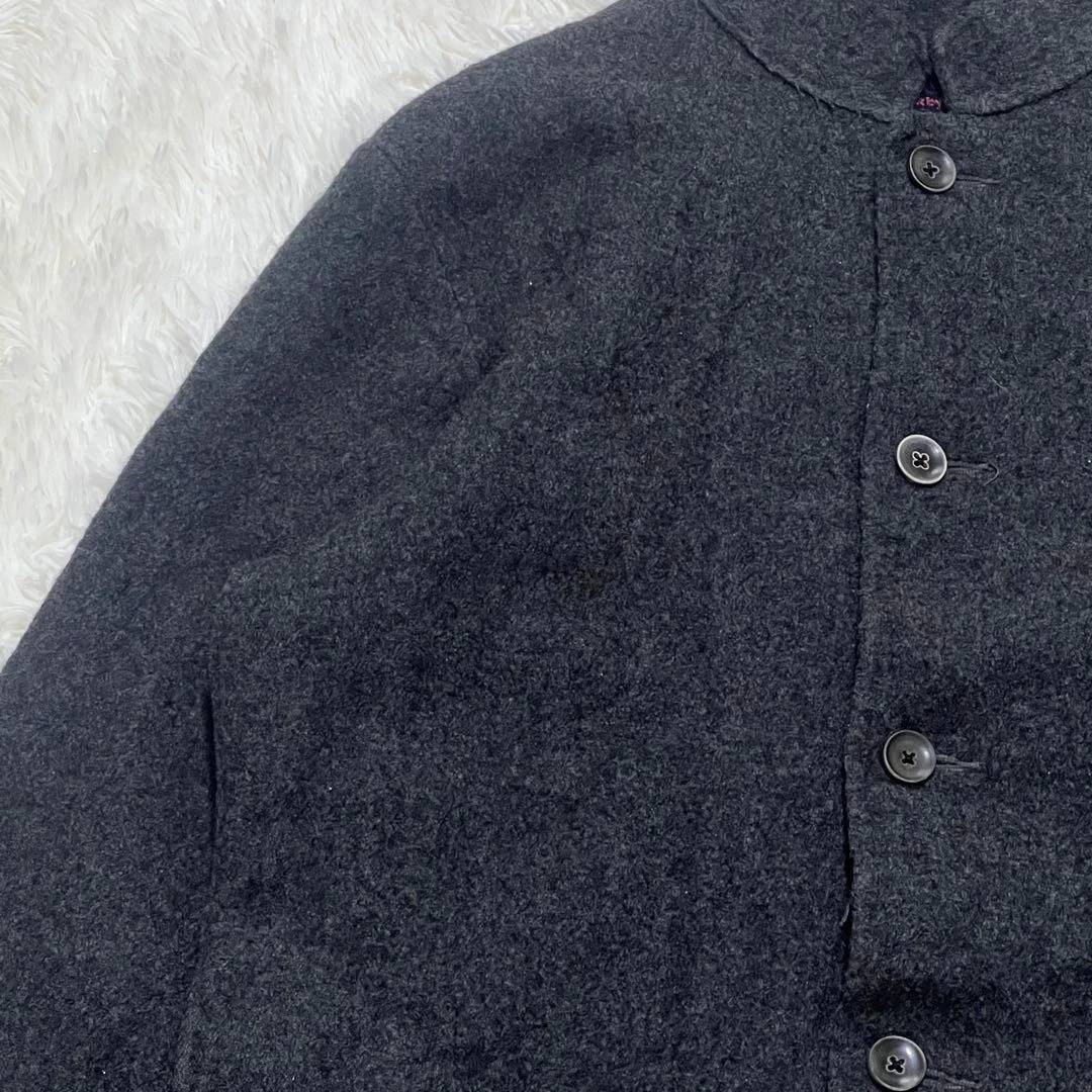 45rpm Charcoal Wool Mock Neck Collarless Jacket Embroidered Japan Size 3 image 3