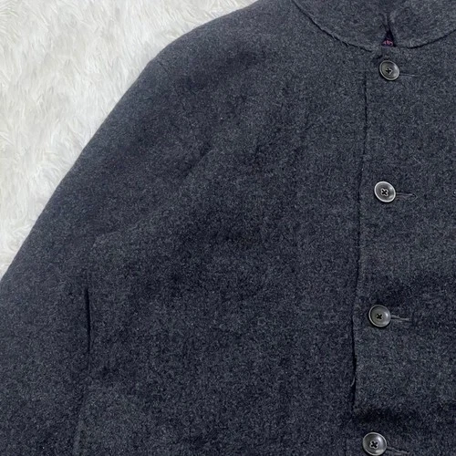 45rpm Charcoal Wool Mock Neck Collarless Jacket Embroidered Japan Size 3 image 3