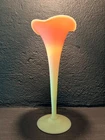 Murano Style Satin Art Glass Trumpet Vase Peachblow Sunset Gradient Sculptural D